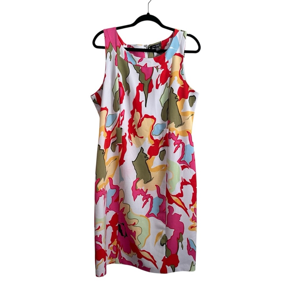 Voir Voir Colorful Floral Printef Midi Sleeveless Shift Dress Size 14